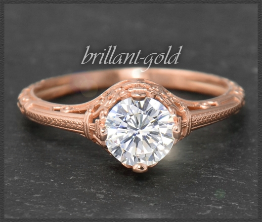 Diamant Ring 0,91ct, 585 Gold, Antik Jugendstil Design